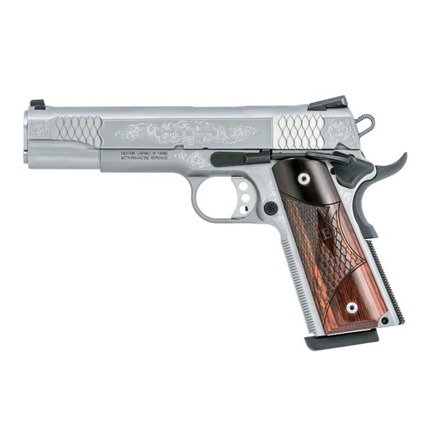 sw1911 engraved s/s gls bead .45 auto 4.5in 8rnd sao